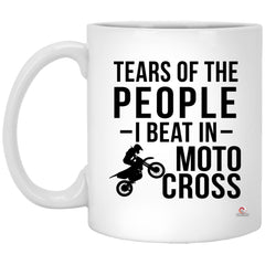 ODDITEES Funny Motocross Racer Cup Tears Of The People I Beat In Motocross Coffee Cup 11oz White XP8434