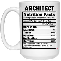 Funny Architect Mug Architect Nutrition Facts Coffee Cup 15oz White 21504