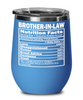 Funny Brother-in-law Wine Glass Brother-in-law Nutrition Facts 12oz Stainless Steel