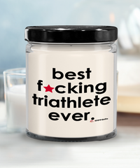 Funny Triathlon Candle B3st F-cking Triathlete Ever 9oz Vanilla Scented Soy Wax Candles