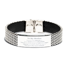 To My Mother Long Distance Relationship Gifts, Distance may separate us, Appreciation Thank You Stainless Steel Bracelet for Mother