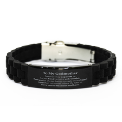 To My Godmother Long Distance Relationship Gifts, Distance may separate us, Appreciation Thank You Black Glidelock Clasp Bracelet for Godmother