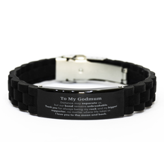 To My Godmum Long Distance Relationship Gifts, Distance may separate us, Appreciation Thank You Black Glidelock Clasp Bracelet for Godmum