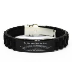 To My Mother In Law Long Distance Relationship Gifts, Distance may separate us, Appreciation Thank You Black Glidelock Clasp Bracelet for Mother In Law