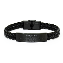 To My Father Long Distance Relationship Gifts, Distance may separate us, Appreciation Thank You Braided Leather Bracelet for Father