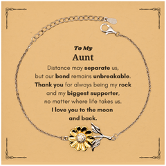 To My Aunt Long Distance Relationship Gifts, Distance may separate us, Appreciation Thank You Sunflower Bracelet for Aunt