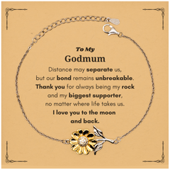 To My Godmum Long Distance Relationship Gifts, Distance may separate us, Appreciation Thank You Sunflower Bracelet for Godmum
