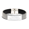 To My Father In Law Long Distance Relationship Gifts, Distance may separate us, Appreciation Thank You Stainless Steel Bracelet for Father In Law