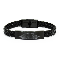 To My Uncle Long Distance Relationship Gifts, Distance may separate us, Appreciation Thank You Braided Leather Bracelet for Uncle