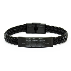 To My Father In Law Long Distance Relationship Gifts, Distance may separate us, Appreciation Thank You Braided Leather Bracelet for Father In Law