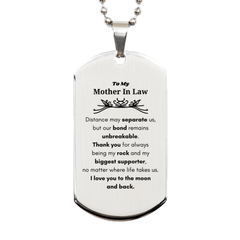To My Mother In Law Long Distance Relationship Gifts, Distance may separate us, Appreciation Thank You Silver Dog Tag for Mother In Law