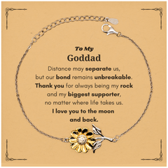 To My Goddad Long Distance Relationship Gifts, Distance may separate us, Appreciation Thank You Sunflower Bracelet for Goddad