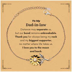 To My Dad-in-law Long Distance Relationship Gifts, Distance may separate us, Appreciation Thank You Sunflower Bracelet for Dad-in-law