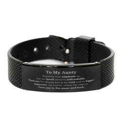 To My Aunty Long Distance Relationship Gifts, Distance may separate us, Appreciation Thank You Black Shark Mesh Bracelet for Aunty