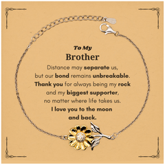 To My Brother Long Distance Relationship Gifts, Distance may separate us, Appreciation Thank You Sunflower Bracelet for Brother