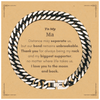 To My Ma Long Distance Relationship Gifts, Distance may separate us, Appreciation Thank You Cuban Link Chain Bracelet for Ma