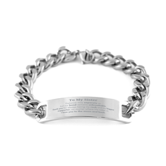 To My Sister Long Distance Relationship Gifts, Distance may separate us, Appreciation Thank You Cuban Chain Stainless Steel Bracelet for Sister