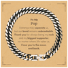 To My Pop Long Distance Relationship Gifts, Distance may separate us, Appreciation Thank You Cuban Link Chain Bracelet for Pop