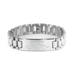 To My Godmum Long Distance Relationship Gifts, Distance may separate us, Appreciation Thank You Ladder Stainless Steel Bracelet for Godmum