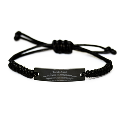 To My Aunt Long Distance Relationship Gifts, Distance may separate us, Appreciation Thank You Black Rope Bracelet for Aunt