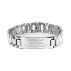 To My Mother In Law Long Distance Relationship Gifts, Distance may separate us, Appreciation Thank You Ladder Stainless Steel Bracelet for Mother In Law