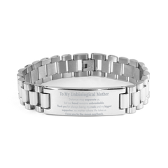 To My Unbiological Mother Long Distance Relationship Gifts, Distance may separate us, Appreciation Thank You Ladder Stainless Steel Bracelet for Unbiological Mother