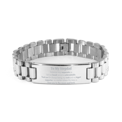 To My Stepdad Long Distance Relationship Gifts, Distance may separate us, Appreciation Thank You Ladder Stainless Steel Bracelet for Stepdad