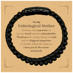 To My Unbiological Mother Long Distance Relationship Gifts, Distance may separate us, Appreciation Thank You Stone Leather Bracelets for Unbiological Mother