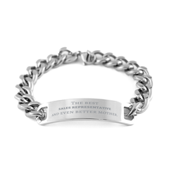 Best Sales Representative Mom Gifts, Even better mother., Birthday, Mother's Day Cuban Chain Stainless Steel Bracelet for Mom, Women, Friends, Coworkers