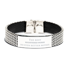 Best Registered Nurse Mom Gifts, Even better mother., Birthday, Mother's Day Stainless Steel Bracelet for Mom, Women, Friends, Coworkers