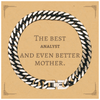 Best Analyst Mom Gifts, Even better mother., Birthday, Mother's Day Cuban Link Chain Bracelet for Mom, Women, Friends, Coworkers