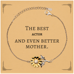 Best Actor Mom Gifts, Even better mother., Birthday, Mother's Day Sunflower Bracelet for Mom, Women, Friends, Coworkers