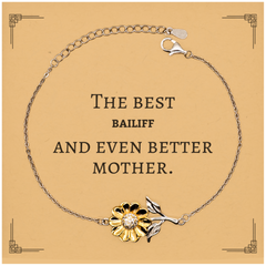 Best Bailiff Mom Gifts, Even better mother., Birthday, Mother's Day Sunflower Bracelet for Mom, Women, Friends, Coworkers