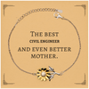 Best Civil Engineer Mom Gifts, Even better mother., Birthday, Mother's Day Sunflower Bracelet for Mom, Women, Friends, Coworkers