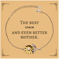 Best Coach Mom Gifts, Even better mother., Birthday, Mother's Day Sunflower Bracelet for Mom, Women, Friends, Coworkers