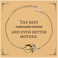 Best Compliance Officer Mom Gifts, Even better mother., Birthday, Mother's Day Sunflower Bracelet for Mom, Women, Friends, Coworkers
