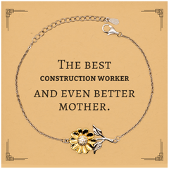 Best Construction Worker Mom Gifts, Even better mother., Birthday, Mother's Day Sunflower Bracelet for Mom, Women, Friends, Coworkers