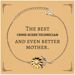 Best Crime Scene Technician Mom Gifts, Even better mother., Birthday, Mother's Day Sunflower Bracelet for Mom, Women, Friends, Coworkers