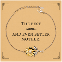 Best Farmer Mom Gifts, Even better mother., Birthday, Mother's Day Sunflower Bracelet for Mom, Women, Friends, Coworkers