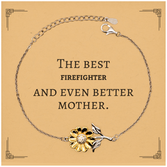 Best Firefighter Mom Gifts, Even better mother., Birthday, Mother's Day Sunflower Bracelet for Mom, Women, Friends, Coworkers