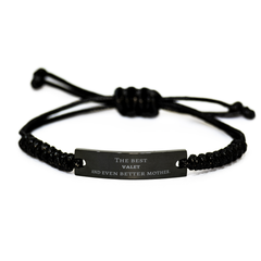 Best Valet Mom Gifts, Even better mother., Birthday, Mother's Day Black Rope Bracelet for Mom, Women, Friends, Coworkers