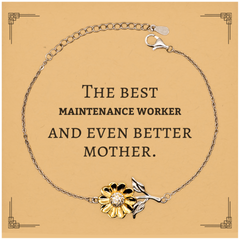 Best Maintenance Worker Mom Gifts, Even better mother., Birthday, Mother's Day Sunflower Bracelet for Mom, Women, Friends, Coworkers