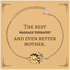 Best Massage Therapist Mom Gifts, Even better mother., Birthday, Mother's Day Sunflower Bracelet for Mom, Women, Friends, Coworkers