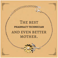 Best Pharmacy Technician Mom Gifts, Even better mother., Birthday, Mother's Day Sunflower Bracelet for Mom, Women, Friends, Coworkers