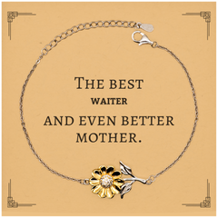 Best Waiter Mom Gifts, Even better mother., Birthday, Mother's Day Sunflower Bracelet for Mom, Women, Friends, Coworkers
