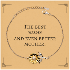 Best Warden Mom Gifts, Even better mother., Birthday, Mother's Day Sunflower Bracelet for Mom, Women, Friends, Coworkers