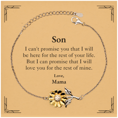 Son Inspirational Gifts from Mama, I will love you for the rest of mine, Birthday Sunflower Bracelet Keepsake Gifts for Son