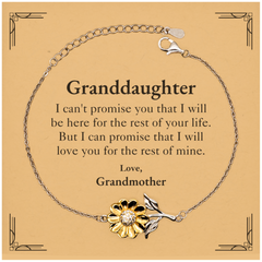 Granddaughter Inspirational Gifts from Grandmother, I will love you for the rest of mine, Birthday Sunflower Bracelet Keepsake Gifts for Granddaughter