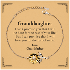 Granddaughter Inspirational Gifts from Grandfather, I will love you for the rest of mine, Birthday Sunflower Bracelet Keepsake Gifts for Granddaughter