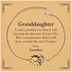 Granddaughter Inspirational Gifts from Grandma, I will love you for the rest of mine, Birthday Sunflower Bracelet Keepsake Gifts for Granddaughter